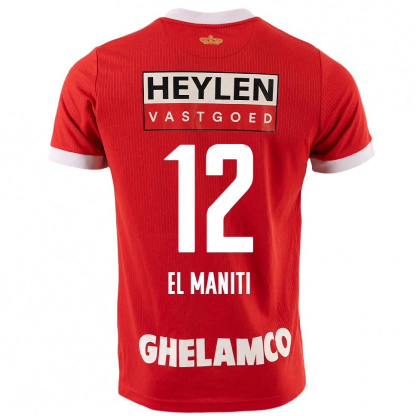 DanxenキッズNaoufal El Maniti#12レッド ホワイトホームシャツ2025/26ジャージーユニフォーム