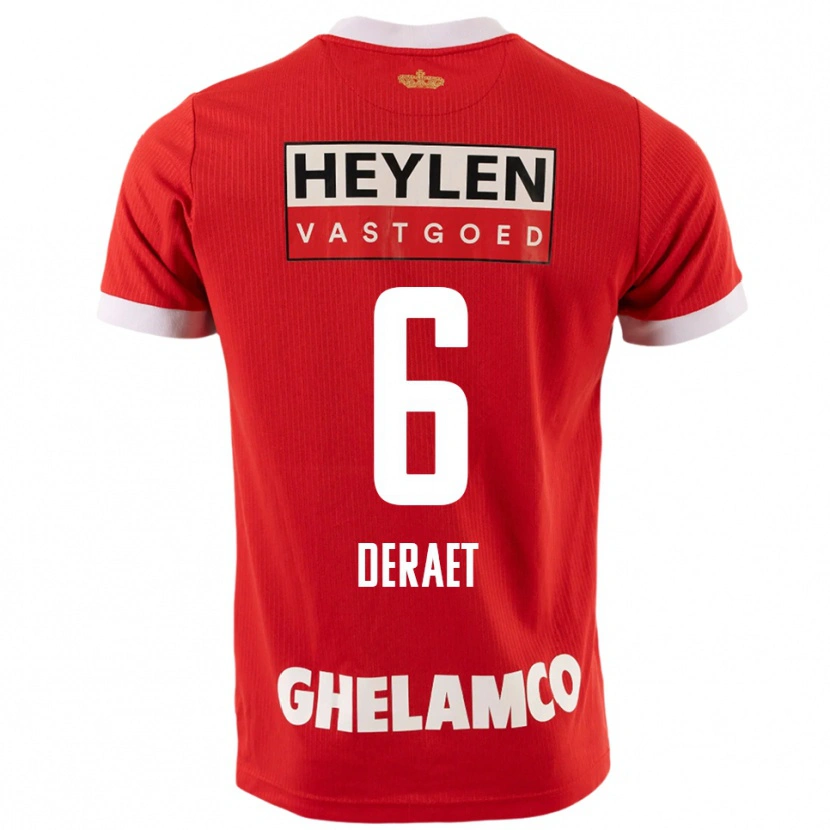 DanxenキッズXavi Deraet#6レッド ホワイトホームシャツ2025/26ジャージーユニフォーム