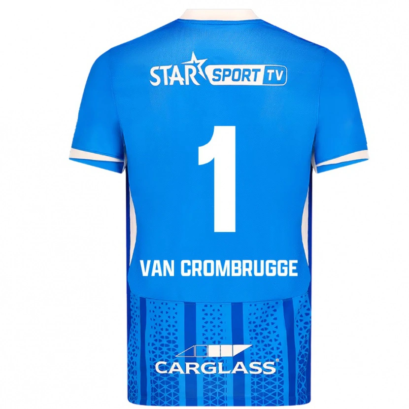 DanxenキッズHendrik Van Crombrugge#1ブルー ホワイトホームシャツ2025/26ジャージーユニフォーム