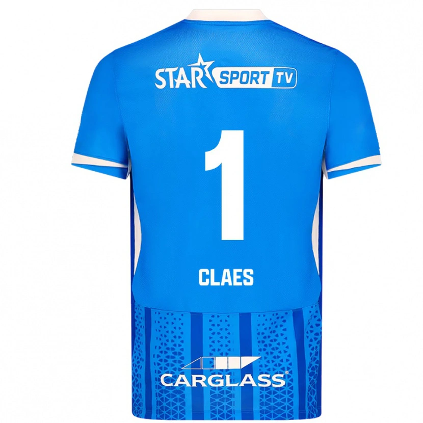 DanxenキッズMirthe Claes#1ブルー ホワイトホームシャツ2025/26ジャージーユニフォーム