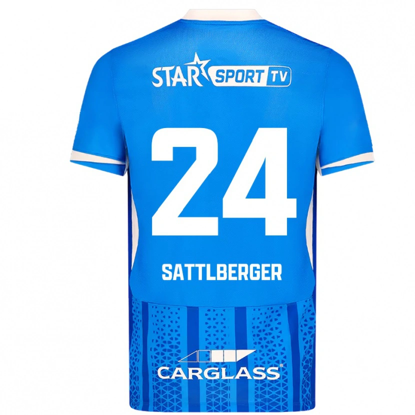 DanxenキッズNikolas Sattlberger#24ブルー ホワイトホームシャツ2025/26ジャージーユニフォーム
