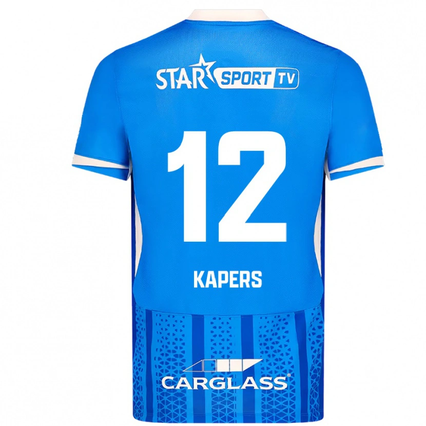 DanxenキッズWout Kapers#12ブルー ホワイトホームシャツ2025/26ジャージーユニフォーム