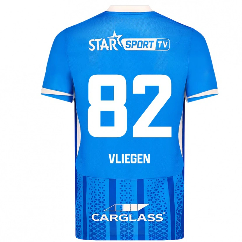 DanxenキッズOlivier Vliegen#82ブルー ホワイトホームシャツ2025/26ジャージーユニフォーム