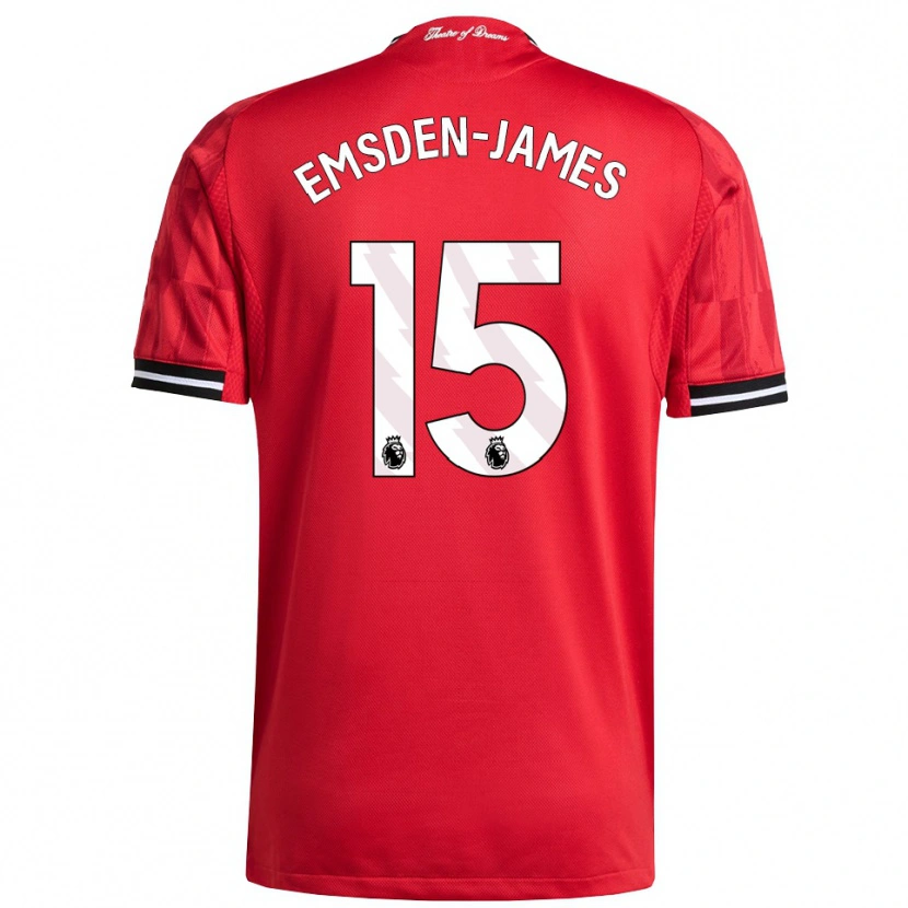 DanxenキッズHarley Emsden-James#15レッド ブラック ホワイトホームシャツ2025/26ジャージーユニフォーム