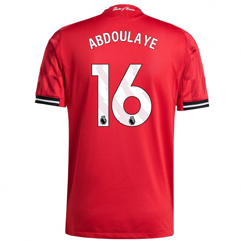 DanxenキッズDouka Abdoulaye#16レッド ブラック ホワイトホームシャツ2025/26ジャージーユニフォーム