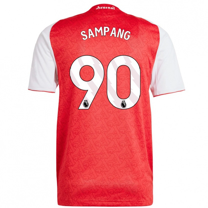 DanxenキッズSaurap Sampang#90レッド ホワイトホームシャツ2025/26ジャージーユニフォーム