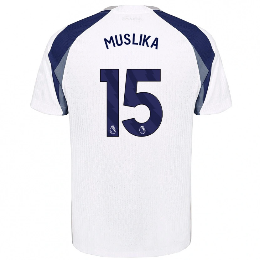DanxenキッズArmend Muslika#15ホワイト ネイビーホームシャツ2025/26ジャージーユニフォーム
