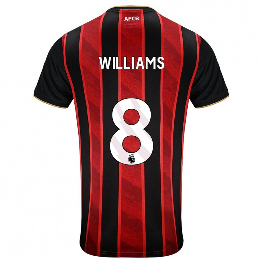 DanxenキッズPhoebe Williams#8レッド ブラックホームシャツ2025/26ジャージーユニフォーム