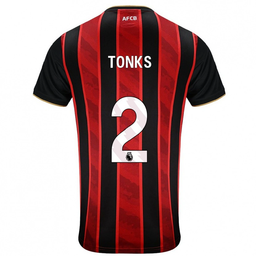 DanxenキッズFinn Tonks#2レッド ブラックホームシャツ2025/26ジャージーユニフォーム