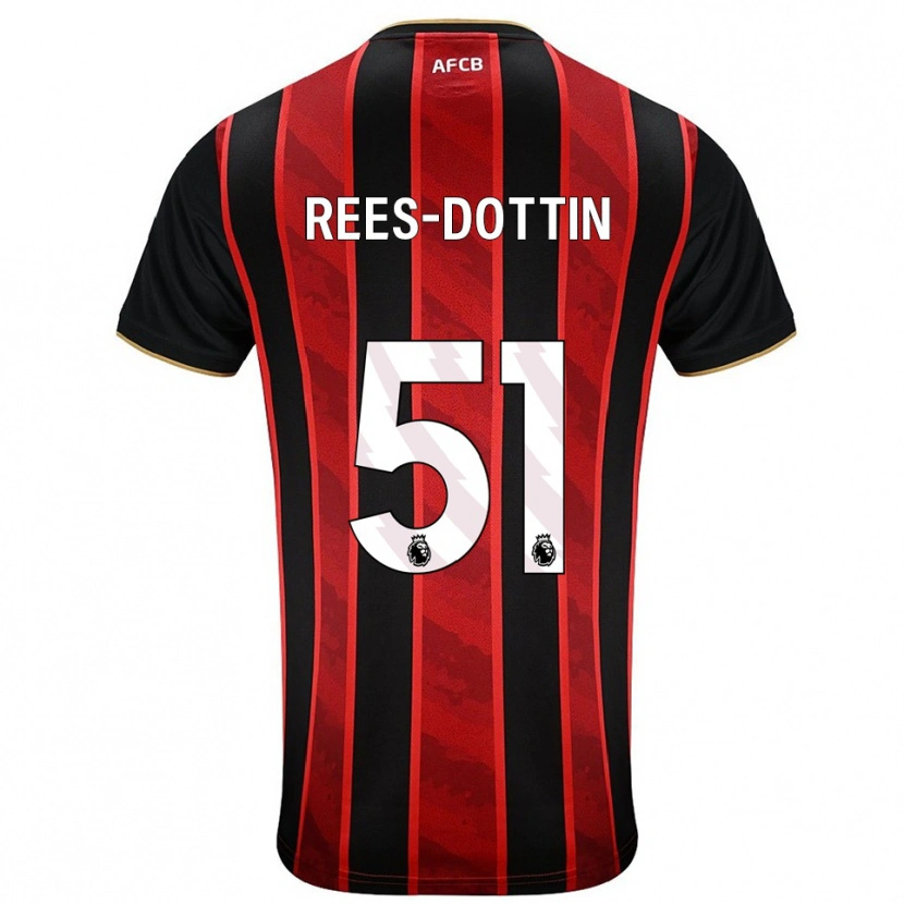 DanxenキッズRemy Rees-Dottin#51レッド ブラックホームシャツ2025/26ジャージーユニフォーム