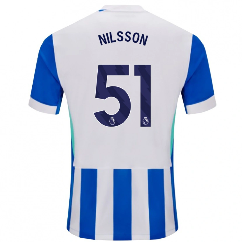 DanxenキッズCasper Nilsson#51ブルー ホワイトホームシャツ2025/26ジャージーユニフォーム