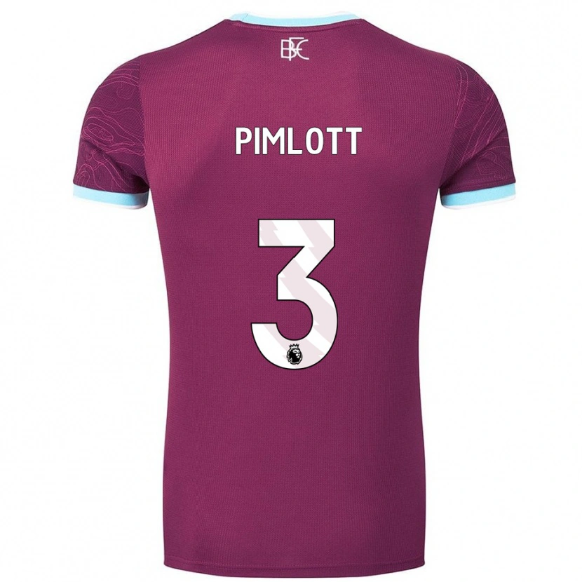 DanxenキッズOliver Pimlott#3バーガンディ スカイブルーホームシャツ2025/26ジャージーユニフォーム