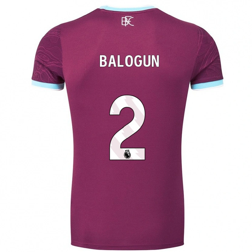 DanxenキッズHamzat Balogun#2バーガンディ スカイブルーホームシャツ2025/26ジャージーユニフォーム