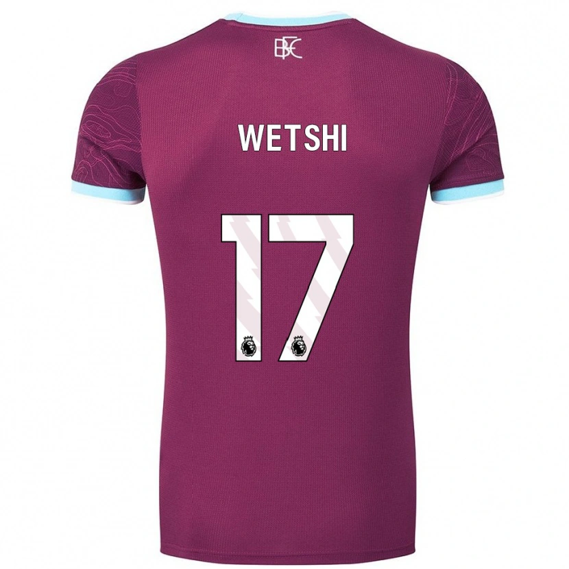 DanxenキッズBenji Wetshi#17バーガンディ スカイブルーホームシャツ2025/26ジャージーユニフォーム