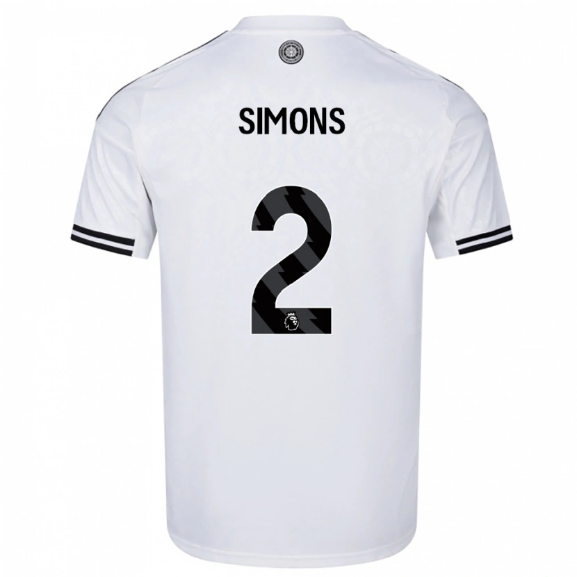DanxenキッズFabien Simons#2ホワイト ブラックホームシャツ2025/26ジャージーユニフォーム