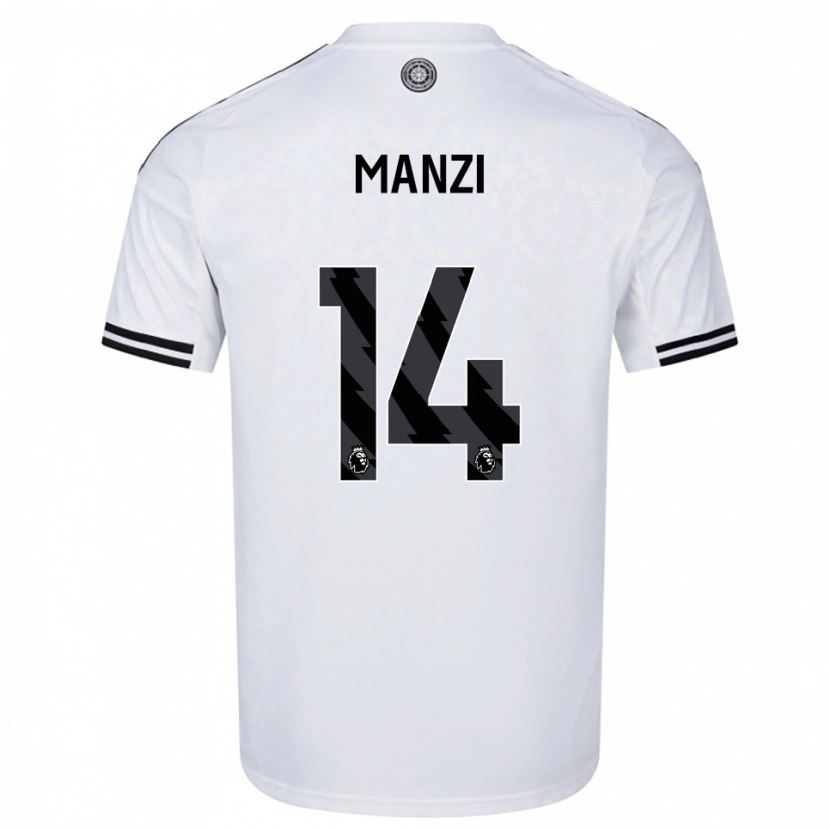 Danxenキッズソフィー・マンツィ#14ホワイト ブラックホームシャツ2025/26ジャージーユニフォーム