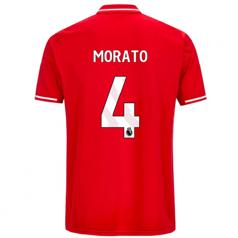 Danxenキッズモラート#4レッド ホワイトホームシャツ2025/26ジャージーユニフォーム