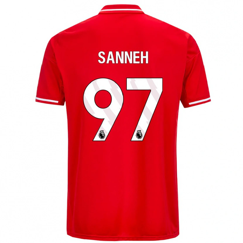DanxenキッズBuba Sanneh#97レッド ホワイトホームシャツ2025/26ジャージーユニフォーム