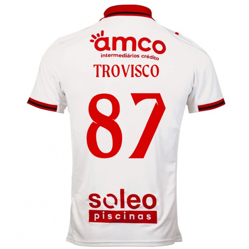 DanxenキッズJoão Trovisco#87ホワイト レッドアウェイシャツ2025/26ジャージーユニフォーム