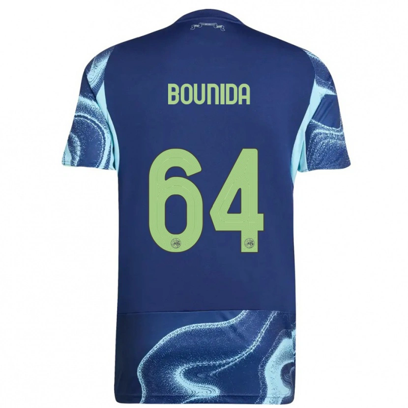 DanxenキッズRayane Bounida#64ネイビー スカイブルーアウェイシャツ2025/26ジャージーユニフォーム