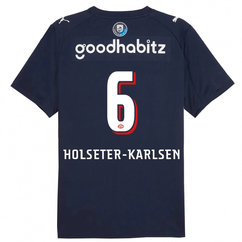 DanxenキッズPhilip Holseter-Karlsen#6ネイビー ホワイトアウェイシャツ2025/26ジャージーユニフォーム