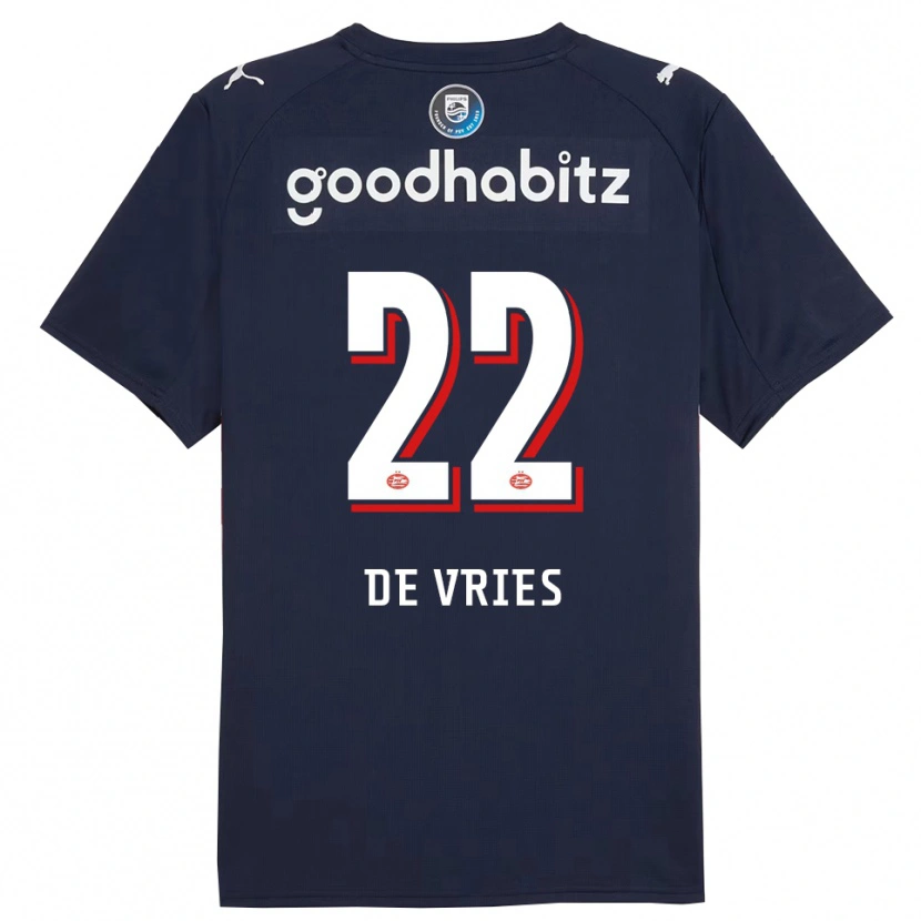DanxenキッズLyam De Vries#22ネイビー ホワイトアウェイシャツ2025/26ジャージーユニフォーム