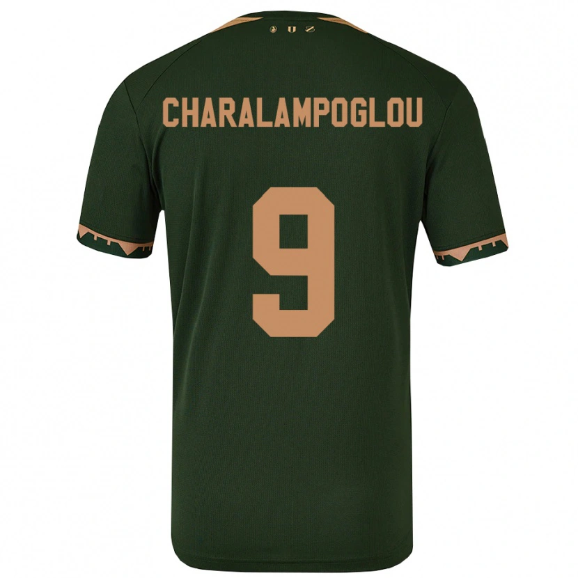 DanxenキッズGeorgios Charalampoglou#9グリーン ゴールドアウェイシャツ2025/26ジャージーユニフォーム