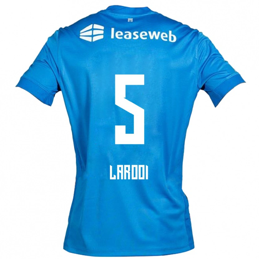 DanxenキッズFinn Larooi#5ブルー ホワイトアウェイシャツ2025/26ジャージーユニフォーム