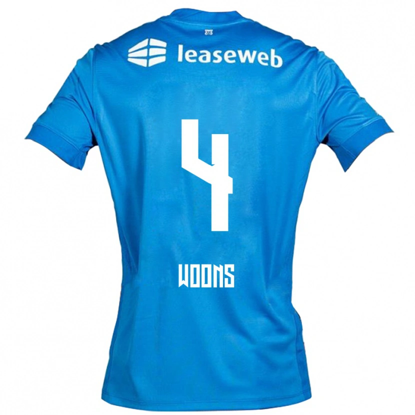 DanxenキッズKarlijn Woons#4ブルー ホワイトアウェイシャツ2025/26ジャージーユニフォーム