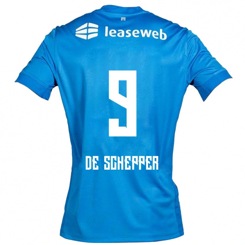 Danxenキッズディーン・イッセル・デ・シェッパー#9ブルー ホワイトアウェイシャツ2025/26ジャージーユニフォーム