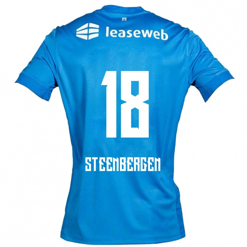 DanxenキッズThom Steenbergen#18ブルー ホワイトアウェイシャツ2025/26ジャージーユニフォーム