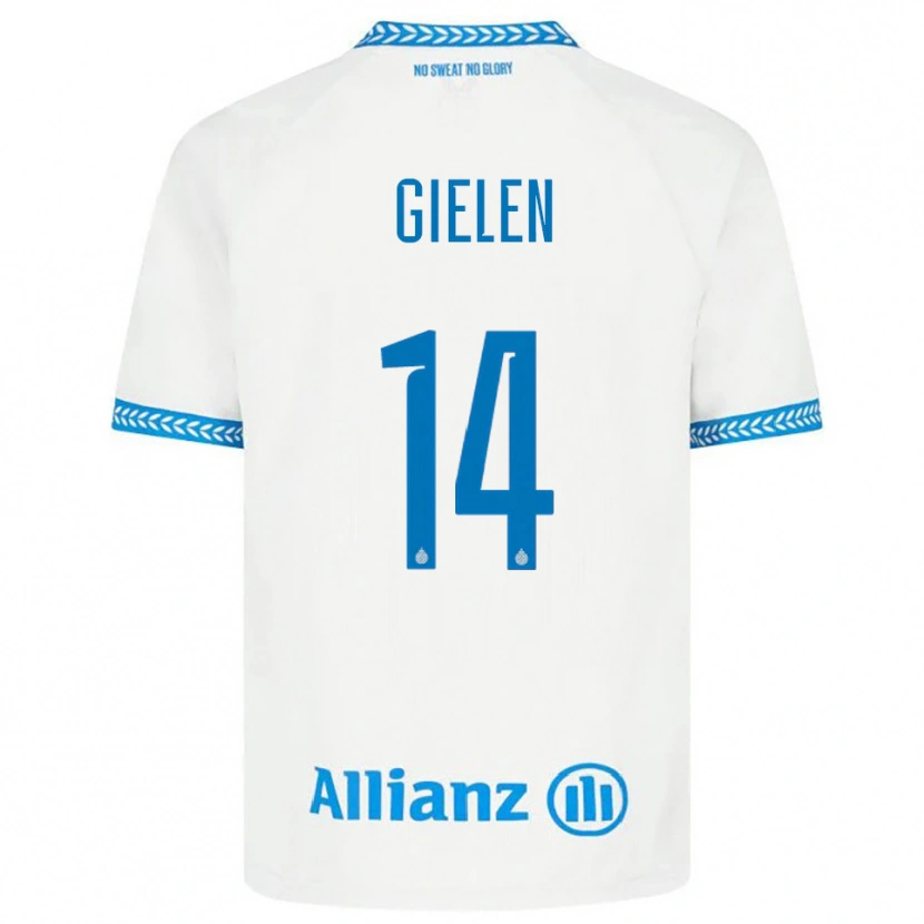 DanxenキッズSterre Gielen#14ブルー ホワイトアウェイシャツ2025/26ジャージーユニフォーム