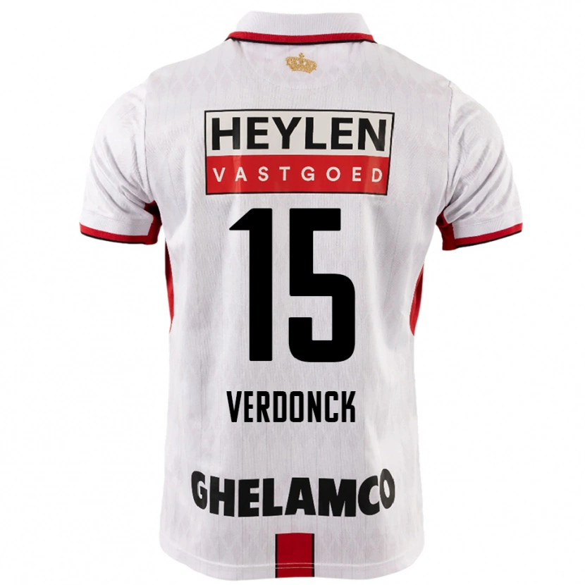 DanxenキッズDries Verdonck#15ホワイト レッドアウェイシャツ2025/26ジャージーユニフォーム