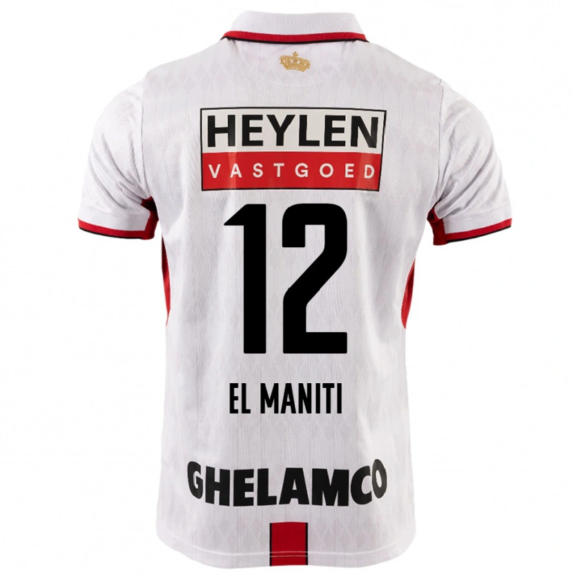 DanxenキッズNaoufal El Maniti#12ホワイト レッドアウェイシャツ2025/26ジャージーユニフォーム