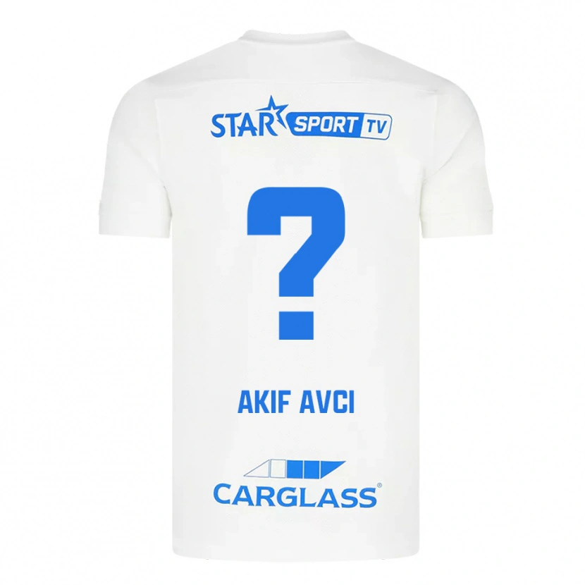DanxenキッズMuhammed Akif Avcı#0ホワイト ブルーアウェイシャツ2025/26ジャージーユニフォーム
