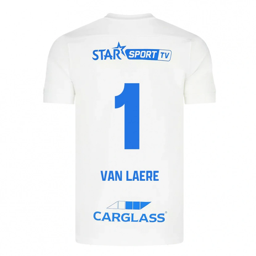 DanxenキッズDaan Van Laere#1ホワイト ブルーアウェイシャツ2025/26ジャージーユニフォーム