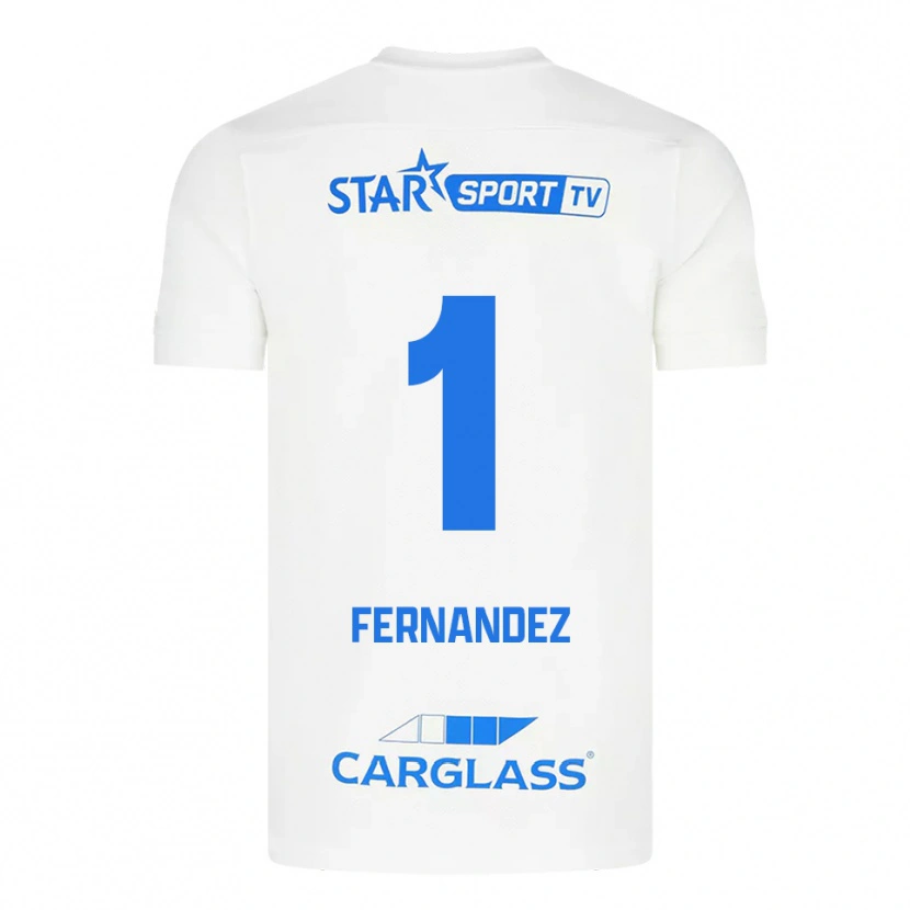DanxenキッズElias Gonzalez Fernandez#1ホワイト ブルーアウェイシャツ2025/26ジャージーユニフォーム