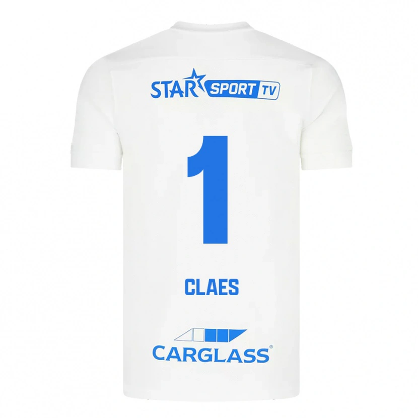 DanxenキッズMirthe Claes#1ホワイト ブルーアウェイシャツ2025/26ジャージーユニフォーム