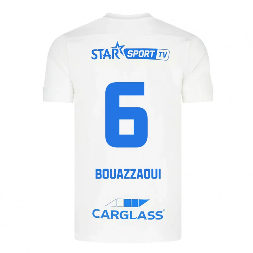DanxenキッズIlyas Bouazzaoui#6ホワイト ブルーアウェイシャツ2025/26ジャージーユニフォーム