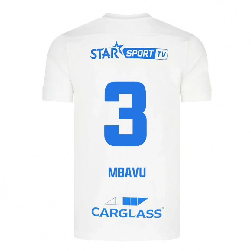 DanxenキッズElie Mbavu#3ホワイト ブルーアウェイシャツ2025/26ジャージーユニフォーム