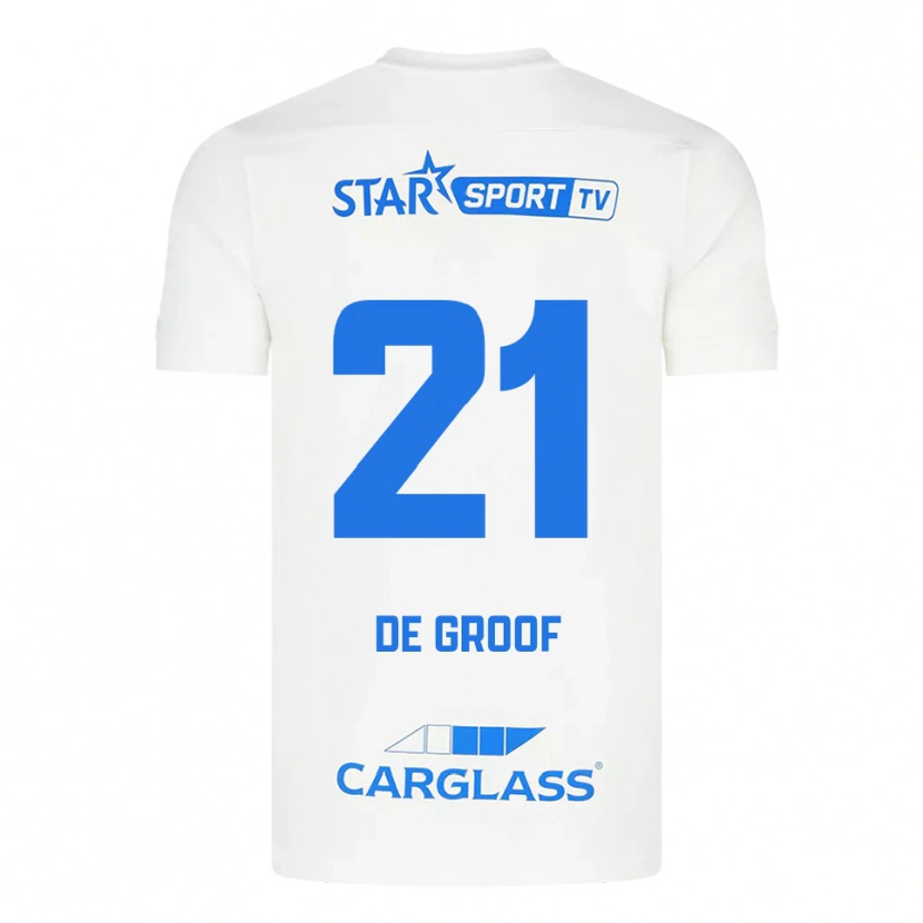 DanxenキッズJens De Groof#21ホワイト ブルーアウェイシャツ2025/26ジャージーユニフォーム