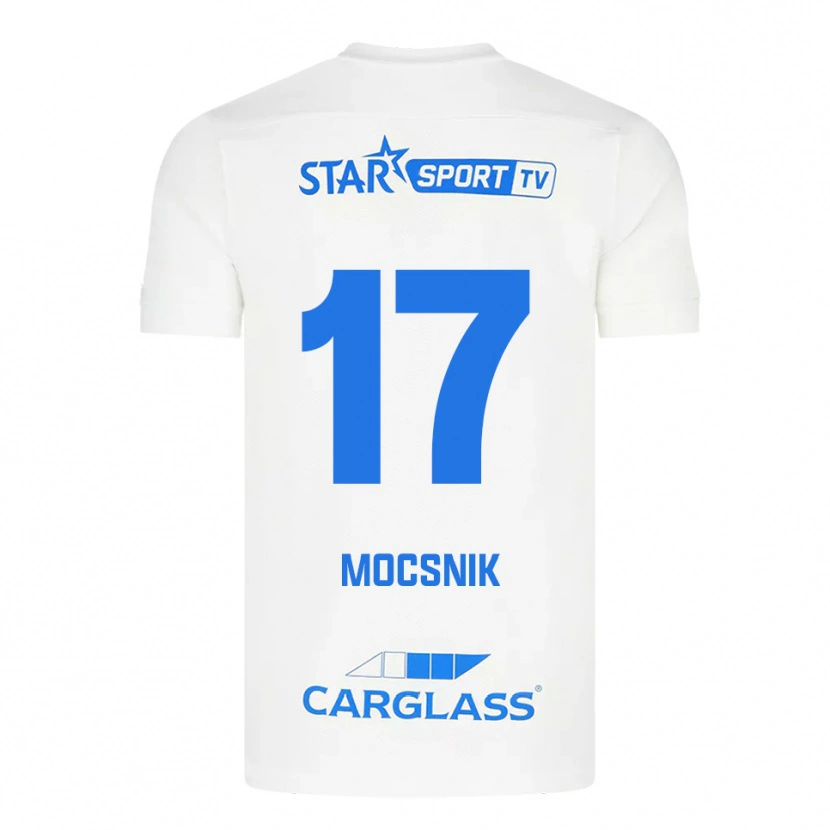 DanxenキッズManu Mocsnik#17ホワイト ブルーアウェイシャツ2025/26ジャージーユニフォーム