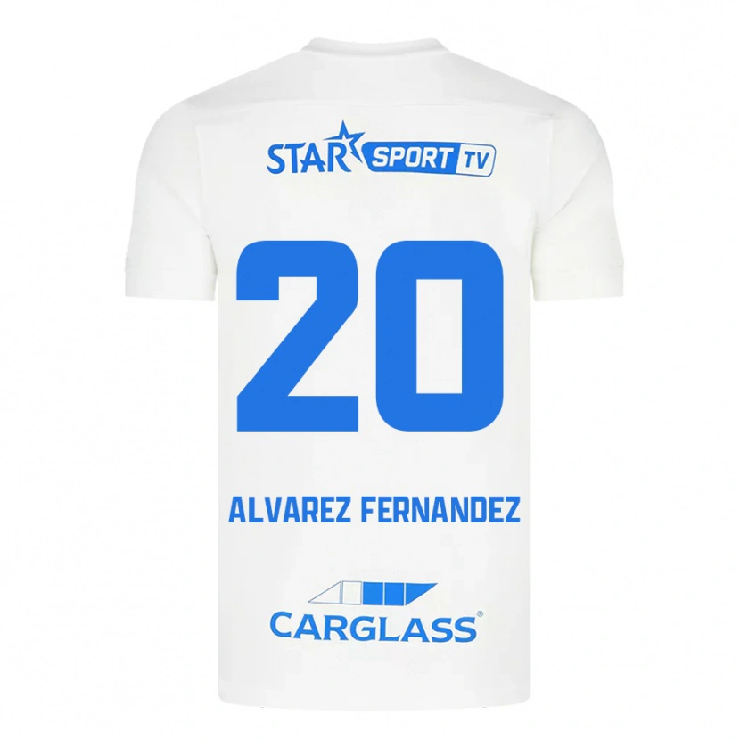 Danxenキッズロイク・アルバレジ・フェルナンデス#20ホワイト ブルーアウェイシャツ2025/26ジャージーユニフォーム