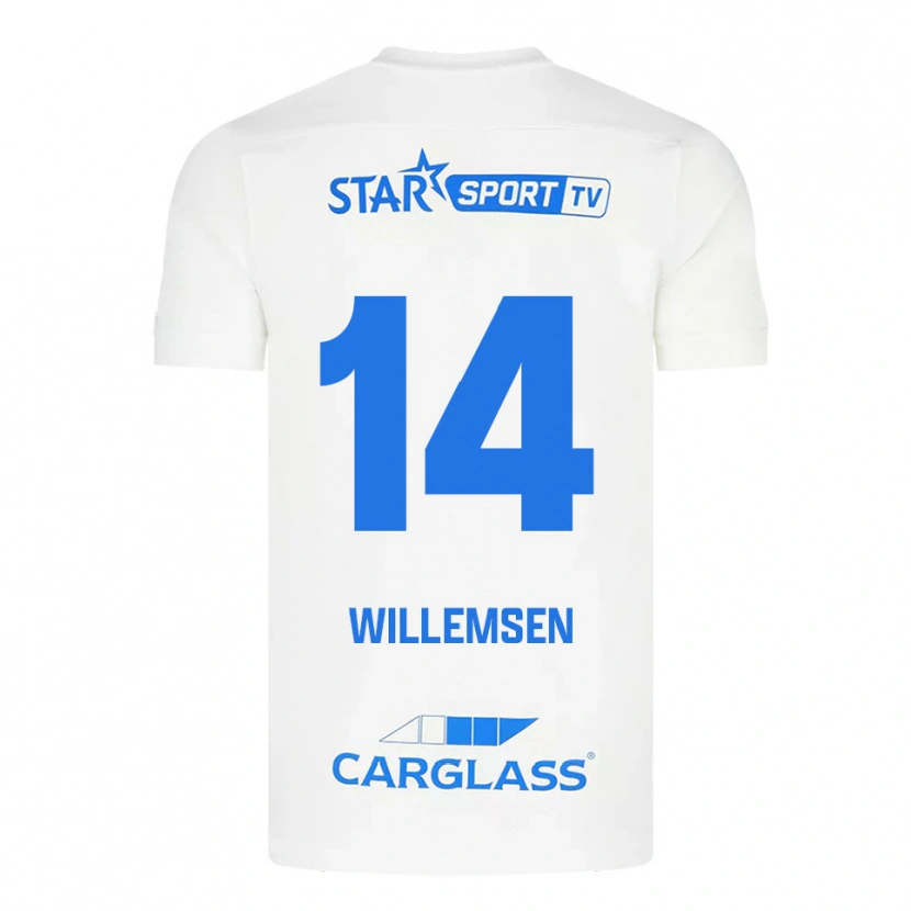 DanxenキッズWout Willemsen#14ホワイト ブルーアウェイシャツ2025/26ジャージーユニフォーム