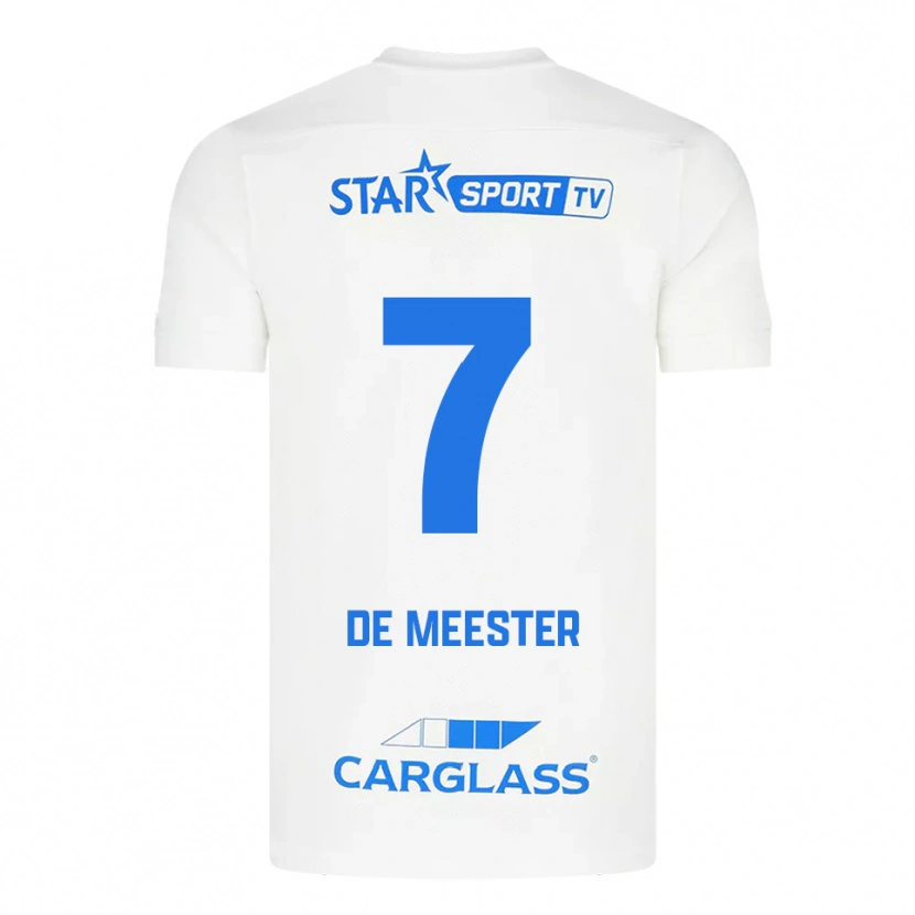 DanxenキッズThirsa De Meester#7ホワイト ブルーアウェイシャツ2025/26ジャージーユニフォーム