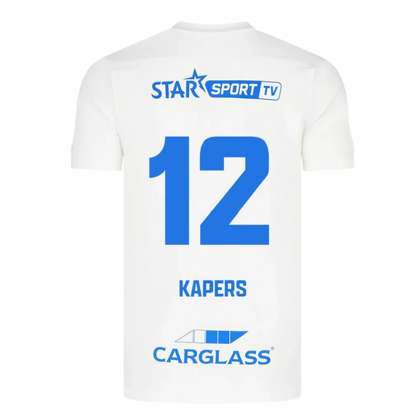 DanxenキッズWout Kapers#12ホワイト ブルーアウェイシャツ2025/26ジャージーユニフォーム