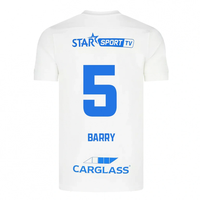 DanxenキッズAlpha Barry#5ホワイト ブルーアウェイシャツ2025/26ジャージーユニフォーム