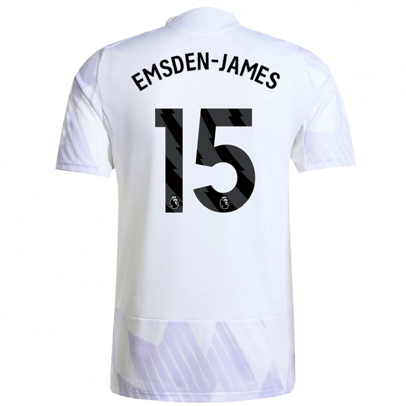 DanxenキッズHarley Emsden-James#15ホワイト パープル パープルアウェイシャツ2025/26ジャージーユニフォーム