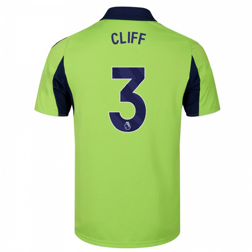 DanxenキッズCallum Cliff#3グリーン ネイビー ホワイトアウェイシャツ2025/26ジャージーユニフォーム