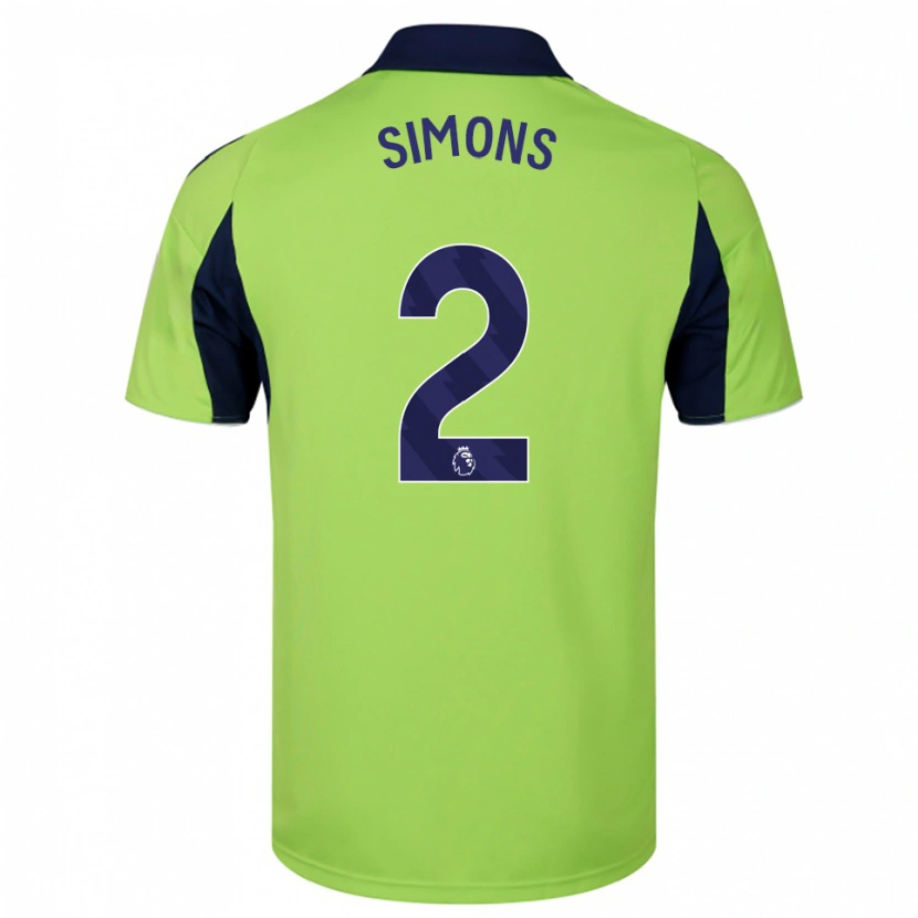 DanxenキッズFabien Simons#2グリーン ネイビー ホワイトアウェイシャツ2025/26ジャージーユニフォーム